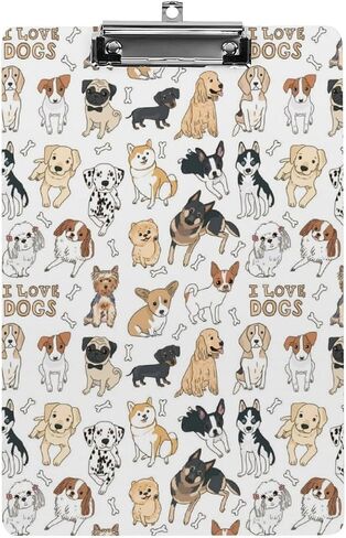 Cute Doodle Dog Animal Print Clipboard Writing Clipboard for Office School Nursing Acrylic Standard Letter Size A4 Clip Board with Low Profile Metal Clip 9" X 12.5" in Saudi Arabia