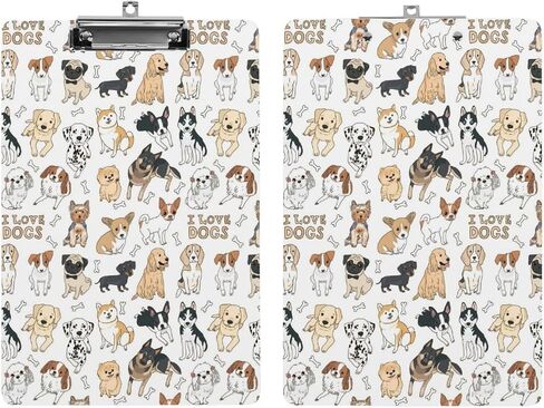 Cute Doodle Dog Animal Print Clipboard Writing Clipboard for Office School Nursing Acrylic Standard Letter Size A4 Clip Board with Low Profile Metal Clip 9" X 12.5" in Saudi Arabia