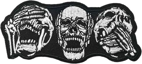 MUNAN ثلاثة رؤوس جمجمة عيون مغلقة آذان تثاؤب فم مخيف رقعة مطرزة زين شارة حديد على خياطة على الشعار in Kuwait