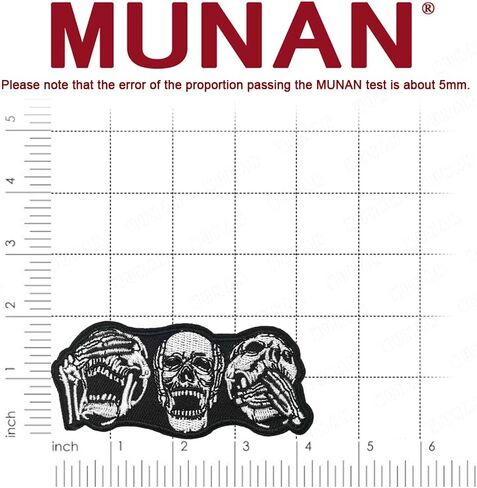 MUNAN ثلاثة رؤوس جمجمة عيون مغلقة آذان تثاؤب فم مخيف رقعة مطرزة زين شارة حديد على خياطة على الشعار in Kuwait