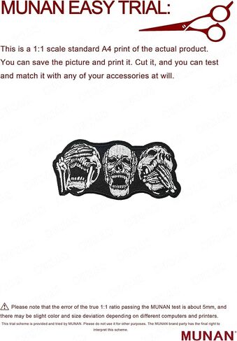 MUNAN ثلاثة رؤوس جمجمة عيون مغلقة آذان تثاؤب فم مخيف رقعة مطرزة زين شارة حديد على خياطة على الشعار in Kuwait
