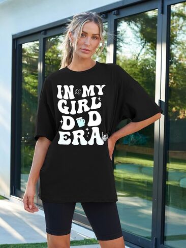 تي شيرت FAYALEQ in My Girl and Dad Era تي شيرت للجنسين لعيد الأب تي شيرت مطبوع عليه حروف جرافيك تي شيرت صيفي غير رسمي بأكمام قصيرة in Saudi Arabia