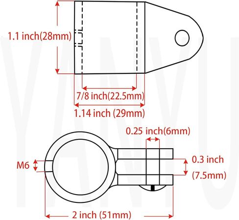 Yanyu 4 حزمة 7/8 بوصة بيميني الفك العلوي الشريحة الفولاذ المقاوم للصدأ 316 الأجهزة البحرية قارب بيميني تركيب السكك الحديدية ل 7/8 "OD أنبوب دائري مع مفتاح سداسي على شكل حرف L in Kuwait