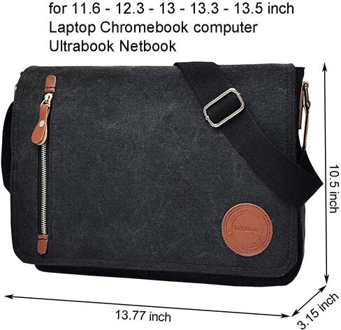 Vintage Canvas Messenger Bag Laptop Shoulder Satchel Crossbody School Bag for 11.6-13.3 inch Laptop Chromebook in Saudi Arabia