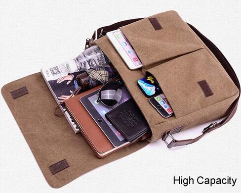 Vintage Canvas Messenger Bag Laptop Shoulder Satchel Crossbody School Bag for 11.6-13.3 inch Laptop Chromebook in Saudi Arabia