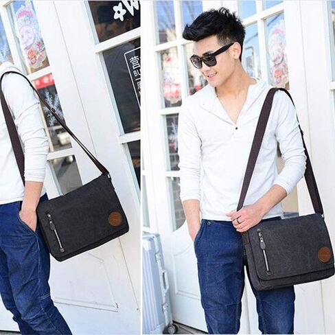 Vintage Canvas Messenger Bag Laptop Shoulder Satchel Crossbody School Bag for 11.6-13.3 inch Laptop Chromebook in Saudi Arabia