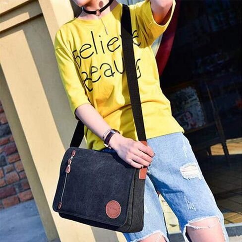 Vintage Canvas Messenger Bag Laptop Shoulder Satchel Crossbody School Bag for 11.6-13.3 inch Laptop Chromebook in Saudi Arabia