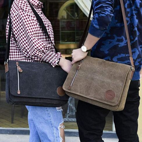 Vintage Canvas Messenger Bag Laptop Shoulder Satchel Crossbody School Bag for 11.6-13.3 inch Laptop Chromebook in Saudi Arabia
