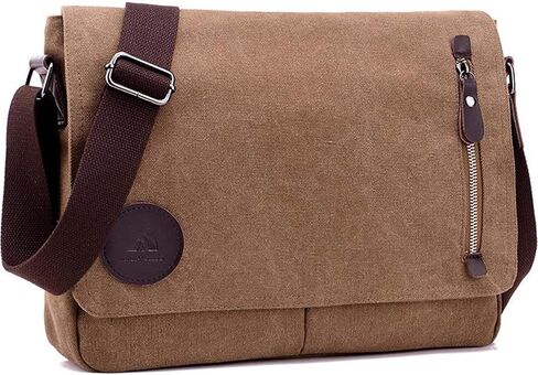 Vintage Canvas Messenger Bag Laptop Shoulder Satchel Crossbody School Bag for 11.6-13.3 inch Laptop Chromebook in Saudi Arabia