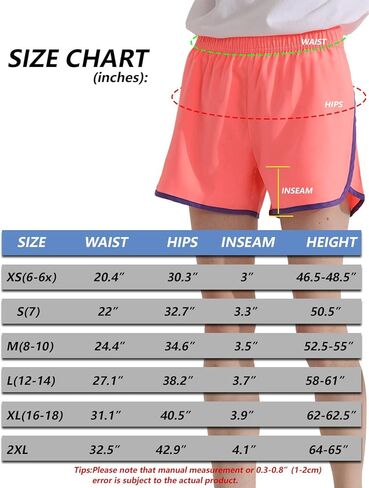 Girls Woven Solid Running Shorts Kids Summer Athletic Sports Workout Clothes Elastic Waistband 6-26 Years in Saudi Arabia