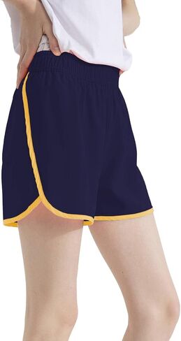 Girls Woven Solid Running Shorts Kids Summer Athletic Sports Workout Clothes Elastic Waistband 6-26 Years in Saudi Arabia