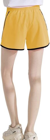 Girls Woven Solid Running Shorts Kids Summer Athletic Sports Workout Clothes Elastic Waistband 6-26 Years in Saudi Arabia