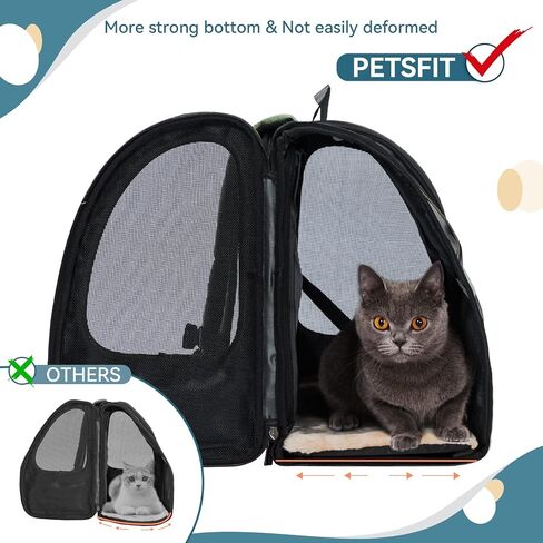 Petsfit Cat حقيبة الظهر الناقل، حقائب الظهر الناقل الكلب قابلة للتوسيع مع تهوية رائعة، حصيرة الصوف، مثالية للمشي لمسافات طويلة، والتخييم عقد الحيوانات الأليفة أقل من 22 رطلا in Saudi Arabia