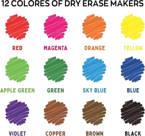 Dry Erase Markers Bulk, 72 Pack with 12 Assorted Colors Low Odor Whiteboard Markers, Chisel Tip Dry Erase Markers - Perfect for Writing on Dry Erase Whiteboard Mirror Glass, for School Office or Home in Saudi Arabia