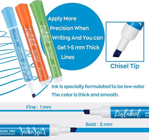 Dry Erase Markers Bulk, 72 Pack with 12 Assorted Colors Low Odor Whiteboard Markers, Chisel Tip Dry Erase Markers - Perfect for Writing on Dry Erase Whiteboard Mirror Glass, for School Office or Home in Saudi Arabia