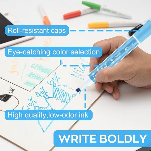 Dry Erase Markers Bulk, 72 Pack with 12 Assorted Colors Low Odor Whiteboard Markers, Chisel Tip Dry Erase Markers - Perfect for Writing on Dry Erase Whiteboard Mirror Glass, for School Office or Home in Saudi Arabia