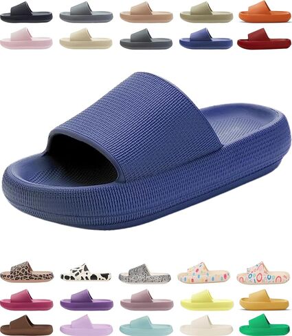 Genuine Pillow Slippers for Women and Men | House Slides Shower Sandals | Extremely Comfy | Cushioned Thick Sole | Cloud Slides | Lightweight Non-Slip Easy to Clean in Kuwait