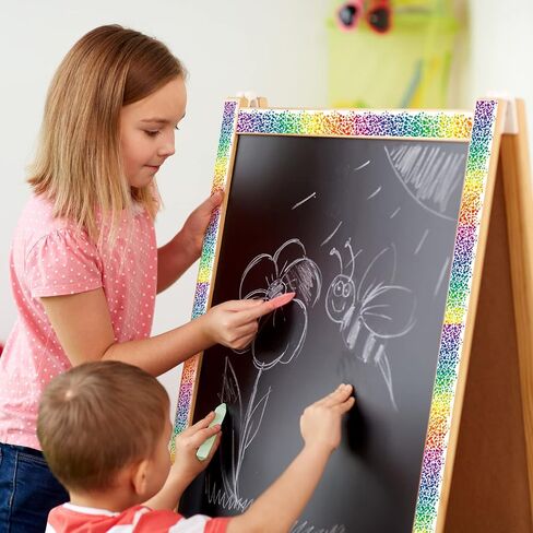 80 ft Bulletin Board Borders Stickers for Classroom Colorful Rainbow Confetti Self Adhesive Trim Chalkboard Scalloped Border for Kids School Classroom Whiteboard Wall Window Home Decoration in Saudi Arabia