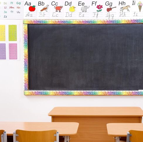 80 ft Bulletin Board Borders Stickers for Classroom Colorful Rainbow Confetti Self Adhesive Trim Chalkboard Scalloped Border for Kids School Classroom Whiteboard Wall Window Home Decoration in Saudi Arabia
