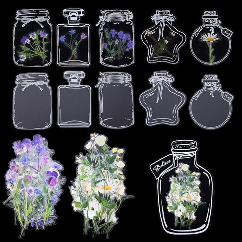 120 Pcs DIY Transparent Dried Flower Bookmarks ，Clear Bookmarks for Pressed Flowers for Making Bookmarks and Other Crafts（Include Clear Bookmarks Dried Flowers） in Saudi Arabia