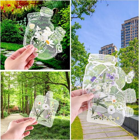 120 Pcs DIY Transparent Dried Flower Bookmarks ，Clear Bookmarks for Pressed Flowers for Making Bookmarks and Other Crafts（Include Clear Bookmarks Dried Flowers） in Saudi Arabia