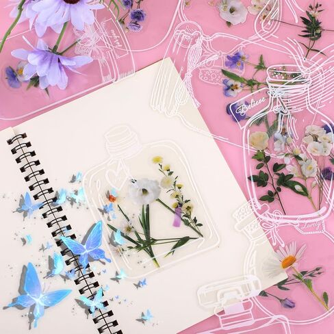 120 Pcs DIY Transparent Dried Flower Bookmarks ，Clear Bookmarks for Pressed Flowers for Making Bookmarks and Other Crafts（Include Clear Bookmarks Dried Flowers） in Saudi Arabia