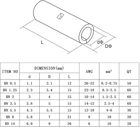 40 Pcs Non Insulated Butt Connectors Kit AWG 4 6 8 Gauge Uninsulated Butt Connectors Electrical Wire Crimp Ferrule Terminals in Saudi Arabia