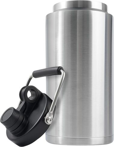 Half Gallon Water Bottle Insulated, 64oz Stainless Steel Water Jug With Handle and Wide Mouth Water Flask Sweat-Proof, Half Gallon Vacuum Double Walled Jug for Sports, Outdoors, Black in Saudi Arabia