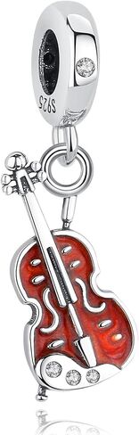 Nbsameng S925 سحر الفضة الاسترليني متوافق مع أساور وقلائد باندورا، هدايا العيد DIY للنساء الفتيات، الكمان الأحمر in Saudi Arabia