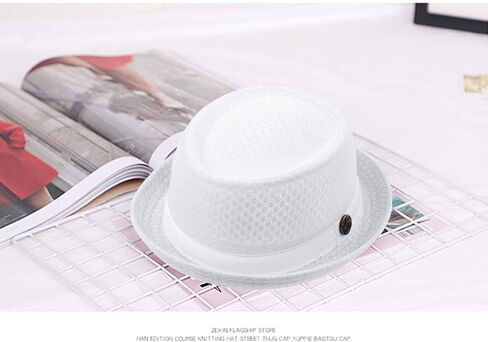 2Pcs Summer Mesh Pork Pie Hat Beach Party Fedora Cap Boater Porkpie Breaking Bad Flat Hat for Men Women in Saudi Arabia