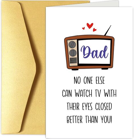 Funny Birthday Card for Dad, Dad Birthday Card from Daughter Son, Humorous Father's Day Card, Dad Greeting Card, Watch TV With Eyes Closed in Saudi Arabia