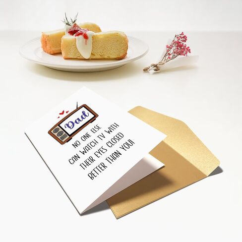 Funny Birthday Card for Dad, Dad Birthday Card from Daughter Son, Humorous Father's Day Card, Dad Greeting Card, Watch TV With Eyes Closed in Saudi Arabia