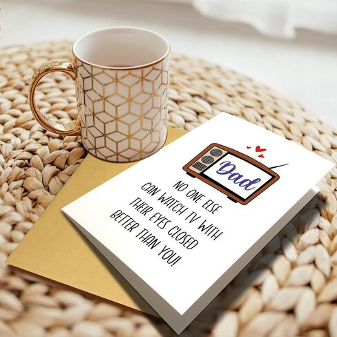 Funny Birthday Card for Dad, Dad Birthday Card from Daughter Son, Humorous Father's Day Card, Dad Greeting Card, Watch TV With Eyes Closed in Saudi Arabia