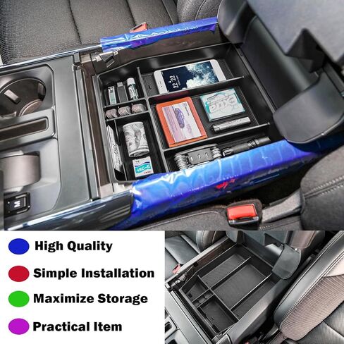 Center Console Organizer Tray Compatible 2021 2022 2023 2024 Ford F150 Accessories, Console Organizer Armrest Tray Insert Container Secondary Storage Box (Full Console w/Bucket Seats ONLY) in Saudi Arabia
