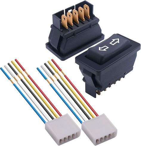 weideer 2Pcs 5 Pin Car Window Switch 12V 20A Control Power Window Lift RV Slide Out Momentary Rocker Switch with Wiring Harness K-011-JT-X in Saudi Arabia