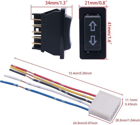weideer 2Pcs 5 Pin Car Window Switch 12V 20A Control Power Window Lift RV Slide Out Momentary Rocker Switch with Wiring Harness K-011-JT-X in Saudi Arabia