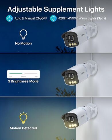 كاميرا ZOSI C186 Aurora Lux True Color Night Vision 5MP 3K PoE للأمن في الهواء الطلق، فتحة كبيرة F1.0، مستشعر صورة 1/1.79 بوصة، ضوء دافئ ذكي، اكتشاف السيارة البشرية، إنذار صفارات الإنذار، محادثة ثنائية الاتجاه in Saudi Arabia