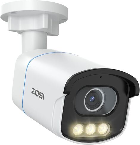 كاميرا ZOSI C186 Aurora Lux True Color Night Vision 5MP 3K PoE للأمن في الهواء الطلق، فتحة كبيرة F1.0، مستشعر صورة 1/1.79 بوصة، ضوء دافئ ذكي، اكتشاف السيارة البشرية، إنذار صفارات الإنذار، محادثة ثنائية الاتجاه in Saudi Arabia