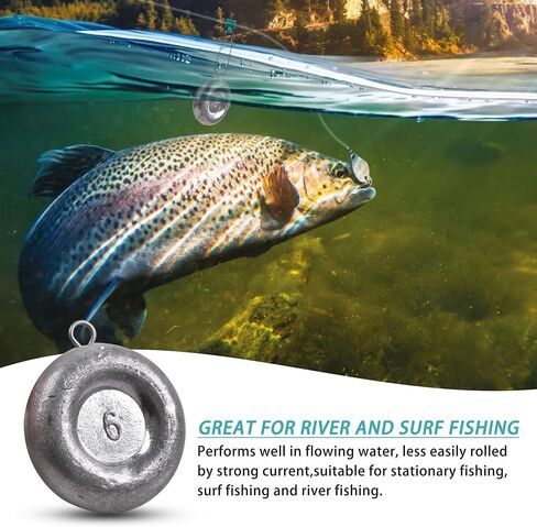 Disc Weight Fishing Coin Sinker Saltwater Fishing Weight Sinker Surf Fishing Inline Trolling Bottom Drifting Trolling Catfishing Weight Sinker Fishing Tackle Gear 8oz/6oz/5oz/4oz/3oz/2oz/1oz in Saudi Arabia