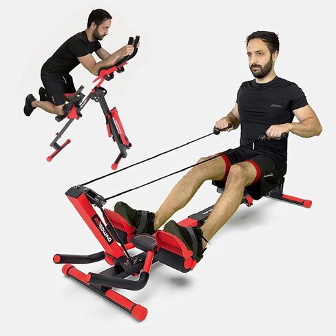 3-in-1 Foldable Rowing and Ab Machine with LCD Monitor for Full Body Workout,Rowing&Abdominal Trainers AB Workout Machine Home Gym Fitness Equipment in Saudi Arabia