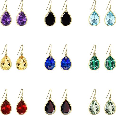 Choose Your Pear Shape Gemstone Drop & Dangle Earring 18K Gold Plated Fish Hook Chakra Healing Birthstone Jewelry For Women in Saudi Arabia