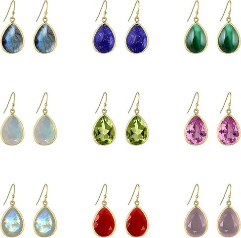 Choose Your Pear Shape Gemstone Drop & Dangle Earring 18K Gold Plated Fish Hook Chakra Healing Birthstone Jewelry For Women in Saudi Arabia