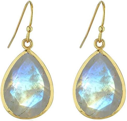 Choose Your Pear Shape Gemstone Drop & Dangle Earring 18K Gold Plated Fish Hook Chakra Healing Birthstone Jewelry For Women in Saudi Arabia