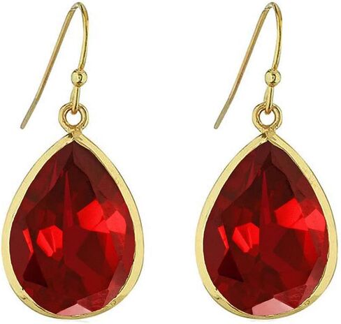 Choose Your Pear Shape Gemstone Drop & Dangle Earring 18K Gold Plated Fish Hook Chakra Healing Birthstone Jewelry For Women in Saudi Arabia