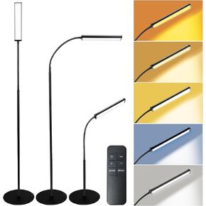 TwoWin Led Floor Lamp for Eyelash Extension Living Room Bedroom Office Salon, Adjustable Goose Neck Tall Corner Lamp Led Light Dimmable Bright Flexible Reading Floor Lamp with Romote Control in Kuwait
