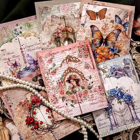 Alideco 180pcs Vintage Scrapbook Paper Spring Girls Scrapbooking Paper for Journaling Supplies, Decorative Craft Paper for Junk Journals(sijiyouhua)