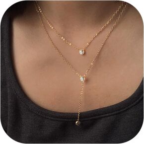 Dainty Layered Gold Necklace for Women 14k Gold Plated Choker Necklace Set Layering Twist Paperclip Satellite Chain Stackable Necklaces