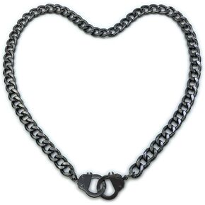 Succuba Stainless Steel Handcuff Choker Necklace Chain Pendant Choker Collar Necklace for Women and Men from 16 to 24 Inches with Box
