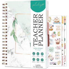 PLANBERRY Teacher Planner – Undated School Year Plan Book for Teachers with Calendars & Lesson Plans – Planner for Classroom Organization & Homeschool – 8"x10.5" Hardcover (Midnight Blooms)