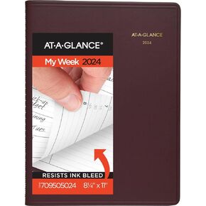 AT-A-GLANCE 2024 Weekly Planner, Quarter-Hourly Appointment Book, 8-1/4" x 11", Large, Navy (709502024)